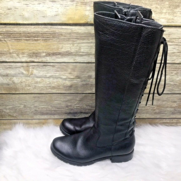 Sofft Sharnell II Black Pebbled Leather Sz 7 M Riding Waterproof Lined Boots - Picture 4 of 12